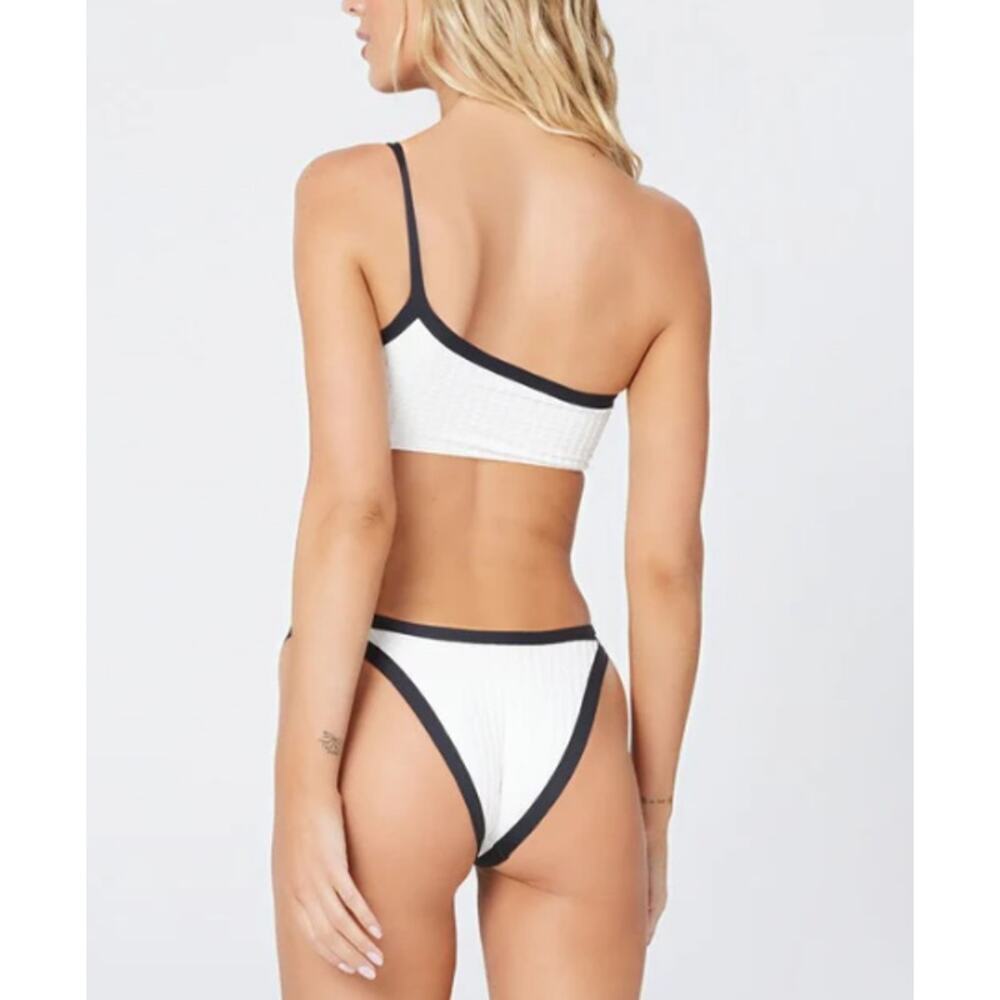 L*Space Axel Bikini Top White with Black Trim M - Picture 2 of 9